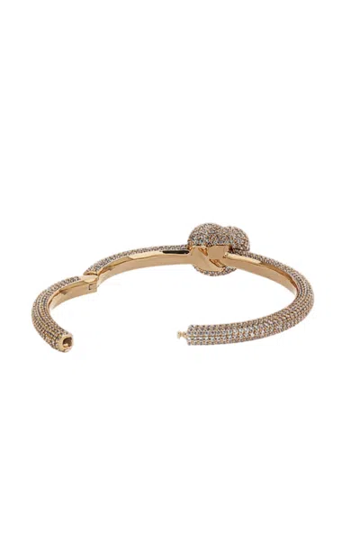 Self-portrait Gold Crystal Knot Brass Bracelet