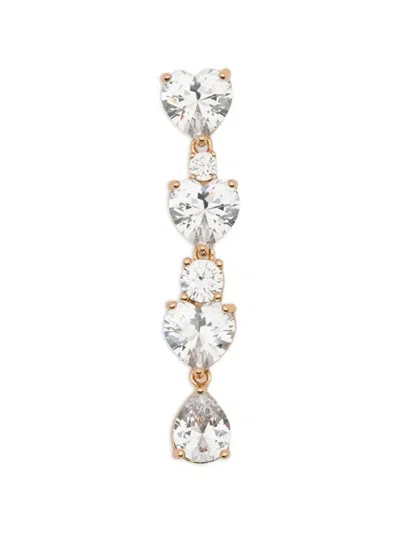 Self-portrait Gold Heart Crystal Tiered Earrings In Transparent