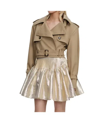 Self-portrait Gold Metallic Mini Skirt In Brown