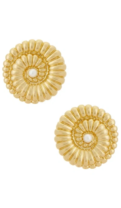 Self-portrait Gold Pearl Shell Earrings