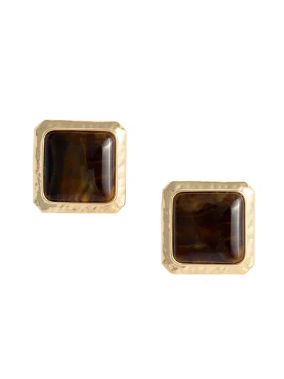 Self-portrait Square Enamel Stud Earrings In Red