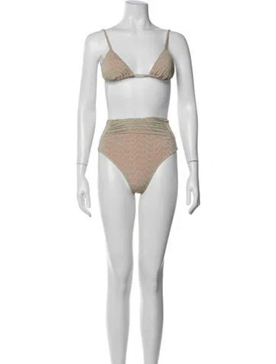 Pre-owned Self-portrait Graphic Print Bikini W/ Tags In Neutrals