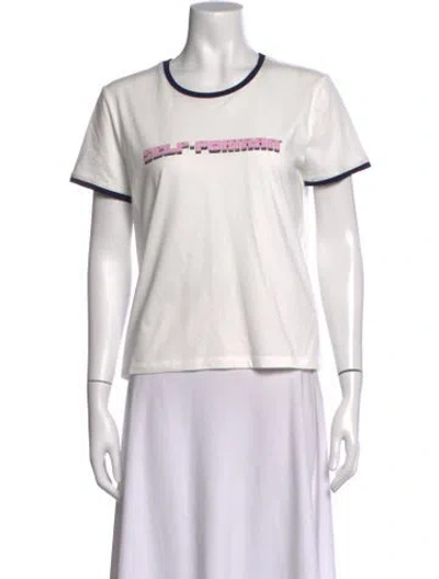 Pre-owned Self-portrait Graphic Print Crew Neck T-shirt In White