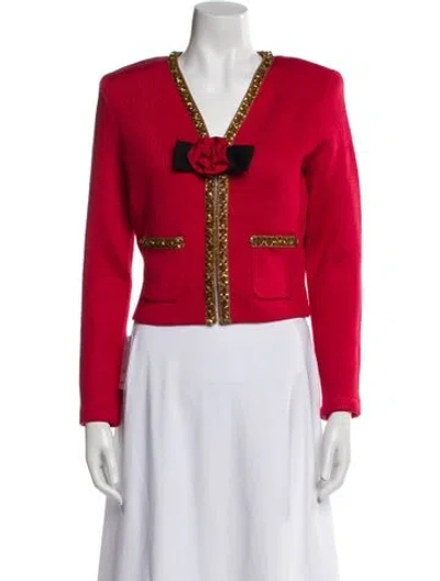 Pre-owned Self-portrait Graphic Print Evening Jacket W/ Tags In Red