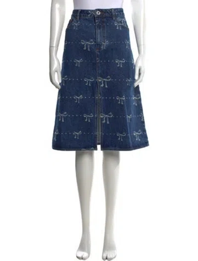 Pre-owned Self-portrait Graphic Print Midi Length Skirt In Blue
