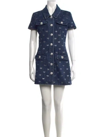 Pre-owned Self-portrait Graphic Print Mini Dress In Blue