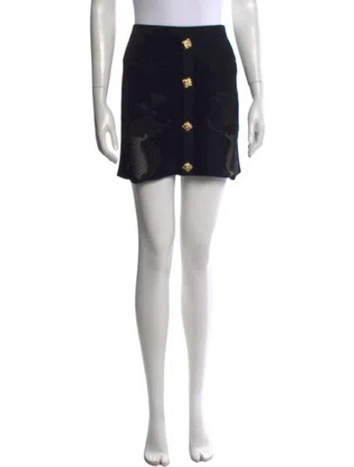 Pre-owned Self-portrait Graphic Print Mini Skirt In Black