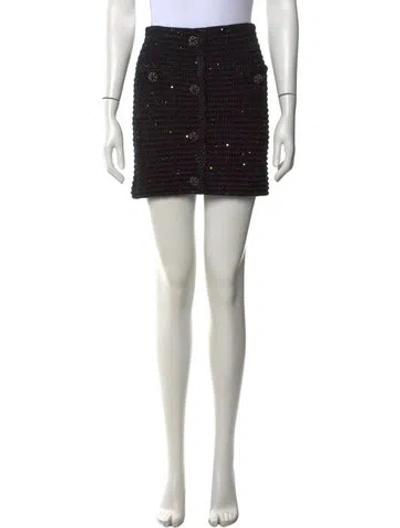 Pre-owned Self-portrait Graphic Print Mini Skirt In Black