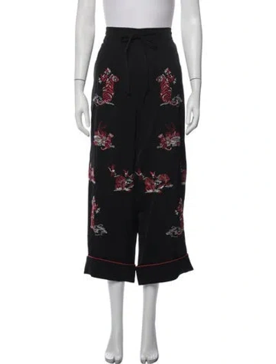 Pre-owned Self-portrait Graphic Print Wide Leg Pants W/ Tags In Black