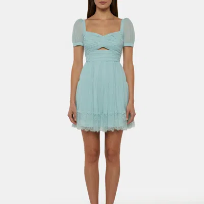 Pre-owned Self-portrait Green Chiffon Cut Out Mini Dress S