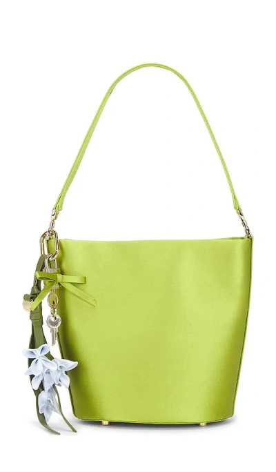 Self-portrait Green Satin Bucket Bag