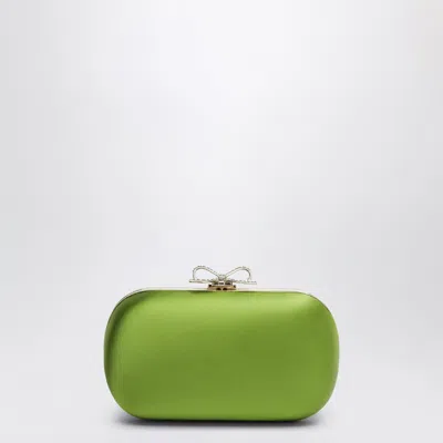 Self-portrait Green Satin Clutch Bag In Purple