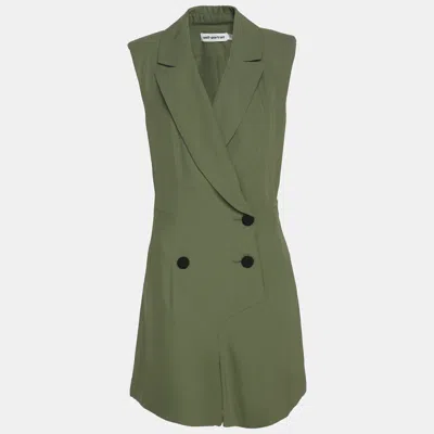 Self-portrait Green Twill Double Breasted Jumpsuit