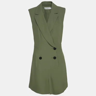 Self-portrait Green Twill Double Breasted Jumpsuit