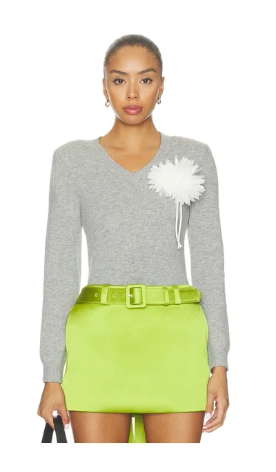 Self-portrait Grey Flower Wool Jumper