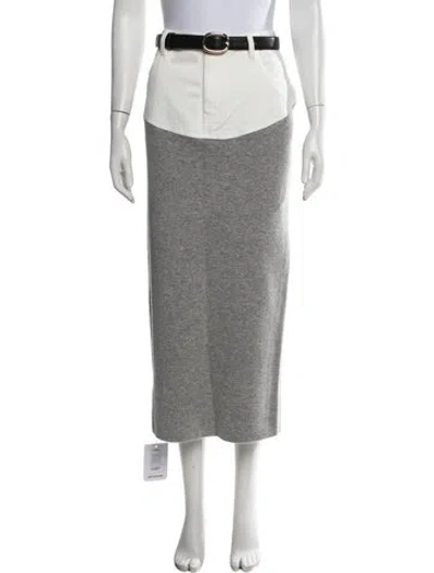 Pre-owned Self-portrait Grey Knit Denim Midi Skirt Long Skirt