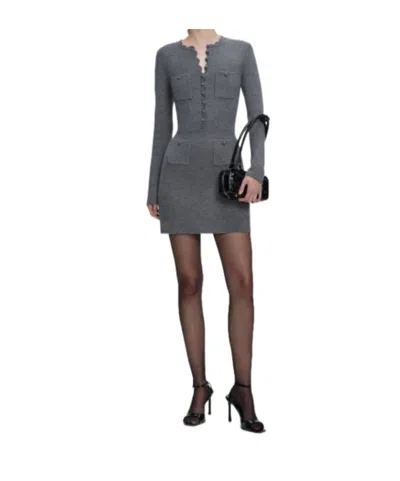 Self-portrait Grey Knit Playsuit Mini Dress In Gray