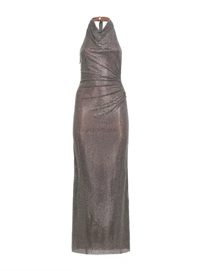 Self-portrait Grey Rhinestone Maxi Dress In Gray