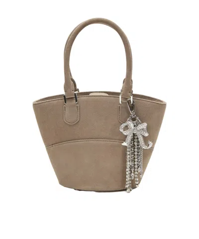 Self-portrait Grey Suede Charm Tote Bag In Gray