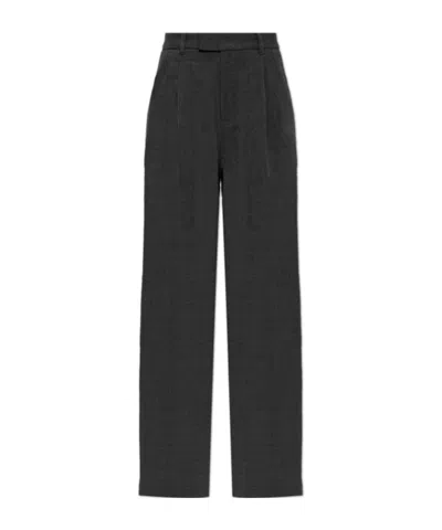 Self-portrait Pleated Straight-leg Trousers In Gray