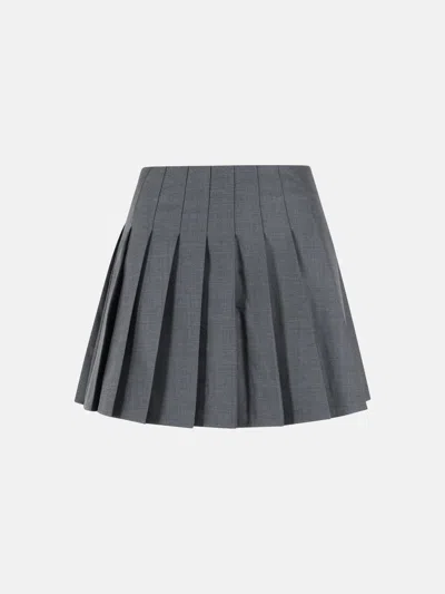 Self-portrait Grey Wool Blend Pleated Miniskirt In Gray