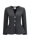 GREY WOOL COLLARLESS JACKET