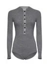 Self-portrait Grey Wool-blend Knit Button Playsuit In Grey