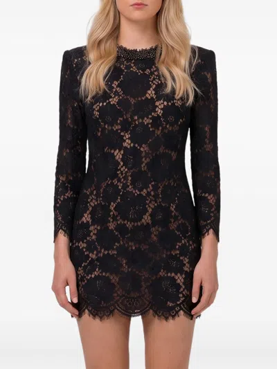 Self-portrait Guipure Lace Dress In Black