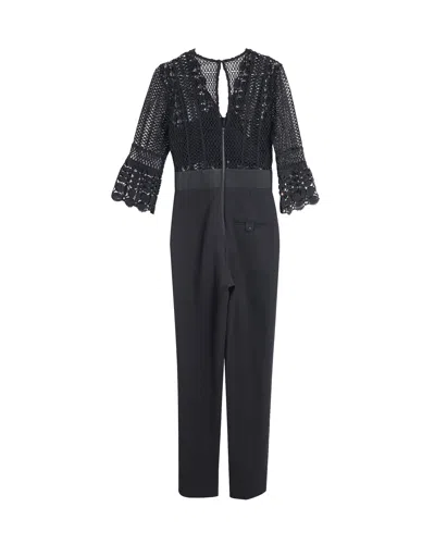 Self-portrait Guipure Lace Eliza Jumpsuit In Black Polyester