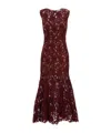 Self-portrait Fitted Guipure Lace Midi Dress With Removable Belt In Brown