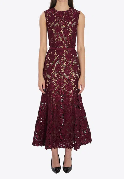 SELF-PORTRAIT GUIPURE LACE MIDI DRESS