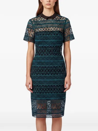 Pre-owned Self-portrait Guipure Lace Midi Dress In Green