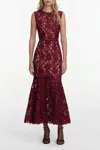 Self-portrait Fitted Guipure Lace Midi Dress With Removable Belt In Brown