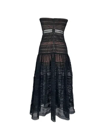 Pre-owned Self-portrait Guipure Lace Strapless Dress In Black