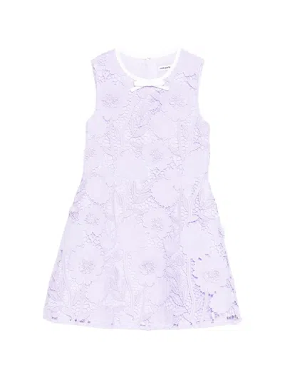 Self-portrait Guipure-lace Bow-detail Dress In Purple