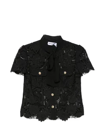 Self-portrait Self Portrait Tie Neck Lace Top In Black