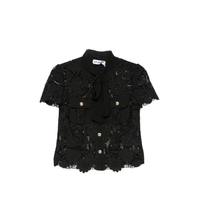 Self-portrait Guipure-lace Pussy-bow Blouse In Black
