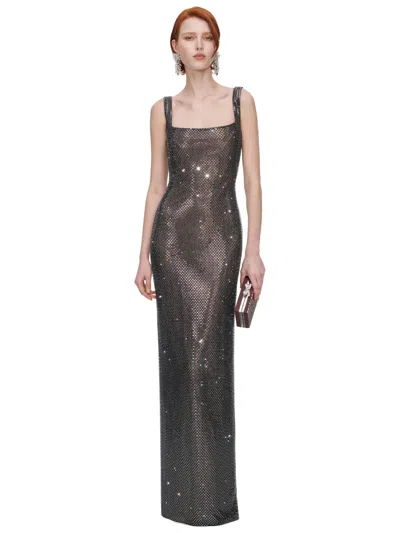 Self-portrait Rhinestone Embellished Mini Dress With Concealed Back Zip In Black