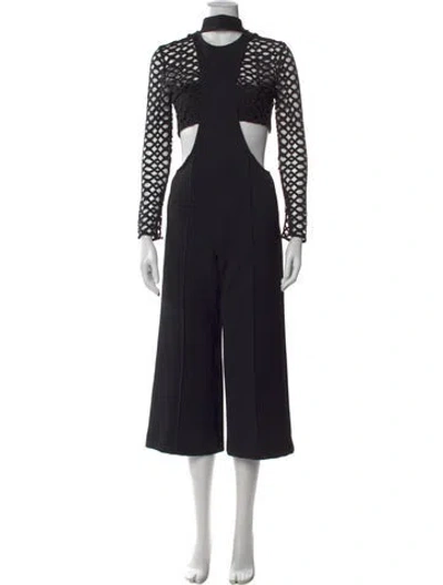 Pre-owned Self-portrait Halterneck Jumpsuit In Black