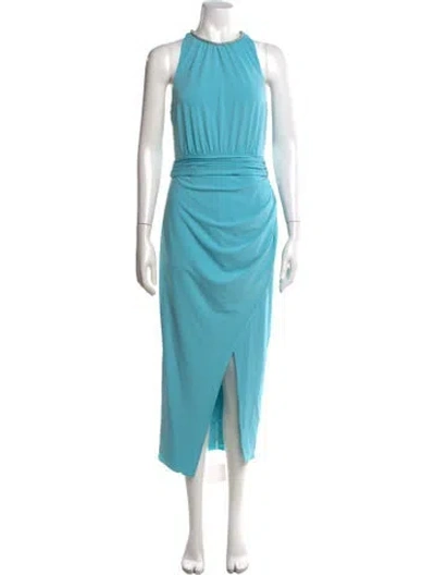 Pre-owned Self-portrait Halterneck Midi Length Dress W/ Tags In Blue