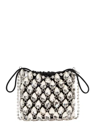 Self-portrait Handbag Silver Crystal Chainmail Mini Bag With Crystal Details