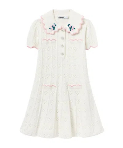 Self-portrait Heart Knit Dress In White