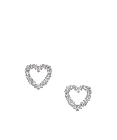 Self-portrait Heart-shaped Earrings In Silver