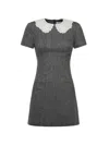 Self-portrait Grey Herringbone Collared Mini Dress Dresses Grey In Gray