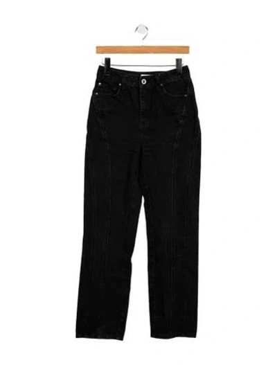Pre-owned Self-portrait High-rise Straight Leg Jeans In Black