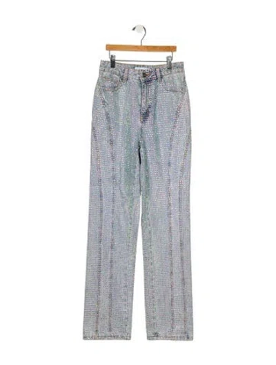 Pre-owned Self-portrait High-rise Straight Leg Jeans In Blue