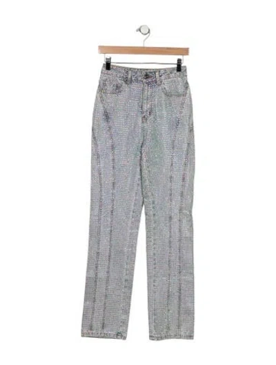 Pre-owned Self-portrait High-rise Straight Leg Jeans In Blue