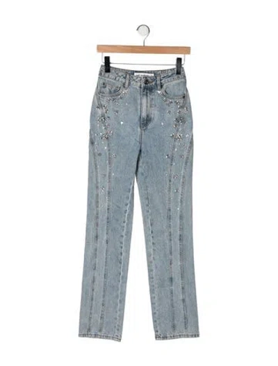 Pre-owned Self-portrait High-rise Straight Leg Jeans In Blue