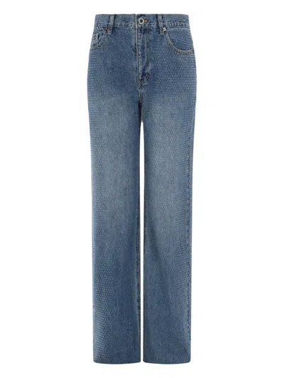Self-portrait High-rise Straight-leg Jeans In Blue