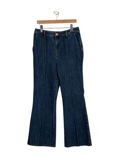 Pre-owned Self-portrait High-rise Wide Leg Jeans In Blue